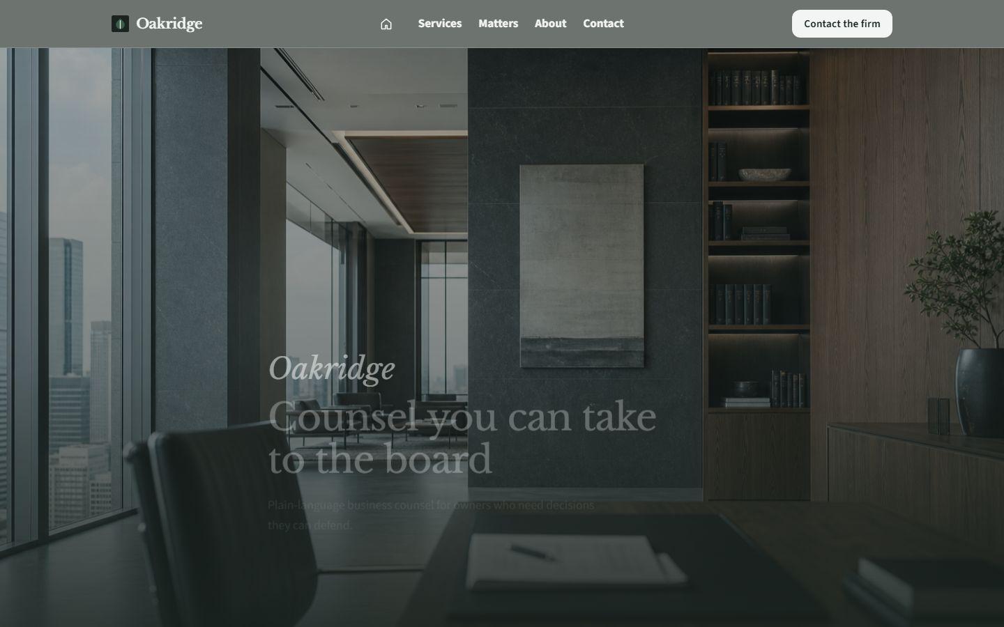 Oakridge Legal Partners maquette conceptuelle